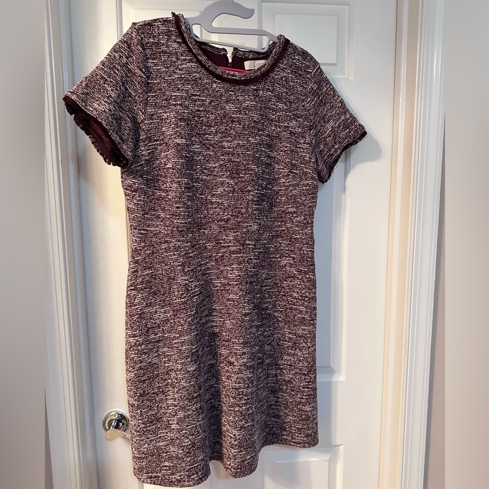 LOFT Tweed Plum Dress. Size 12.